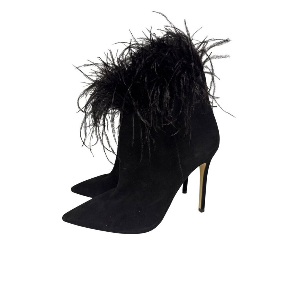 Michael Kors Whitby Women's Ankle Boot Feather Trim Suede Stiletto Heel Size 10 - Picture 4 of 10